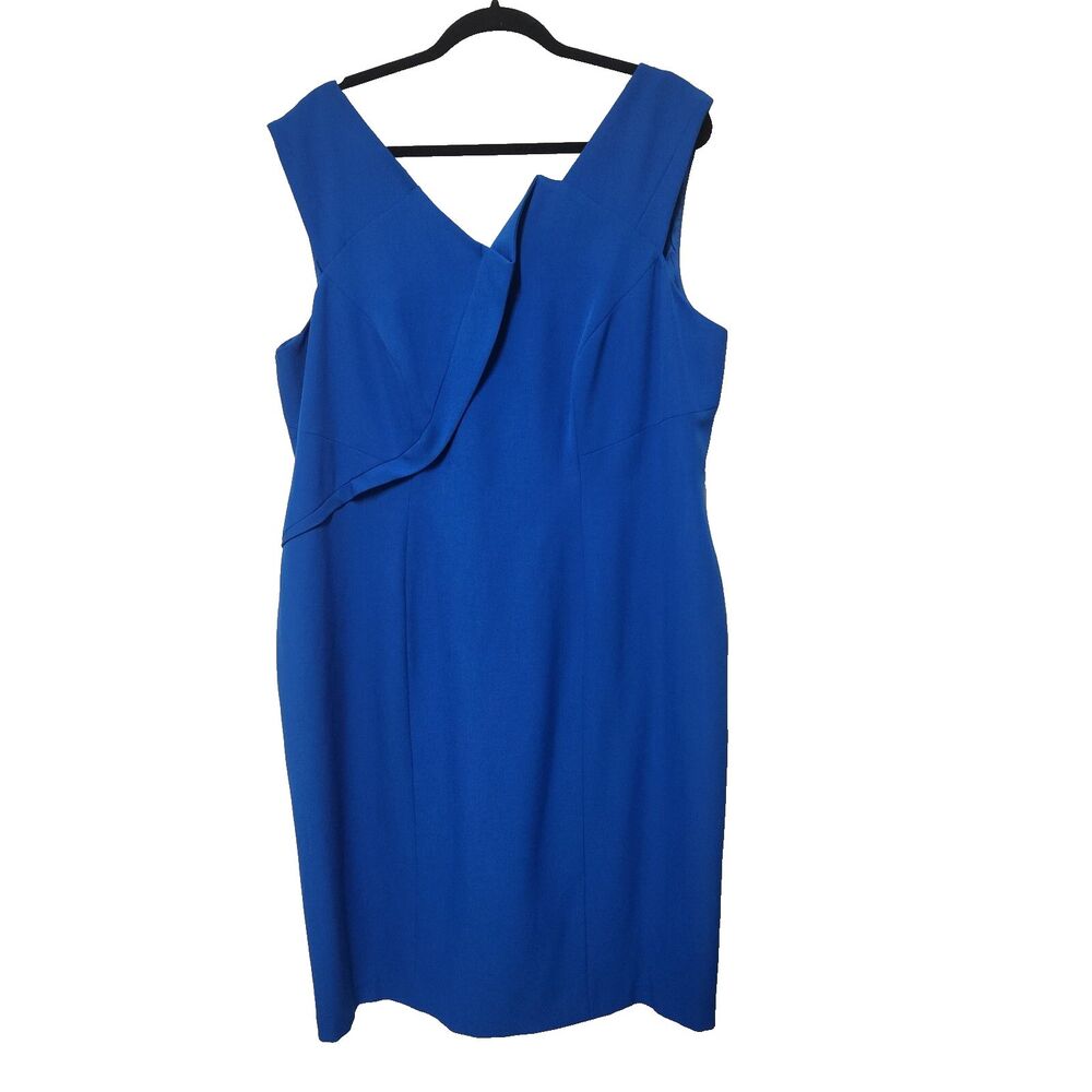 Adrianna Papell Sleeveless Blue Sheath Dress Women's Size 18 Career